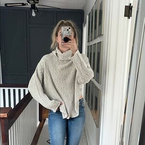 Free people gray turtleneck sweater with open back